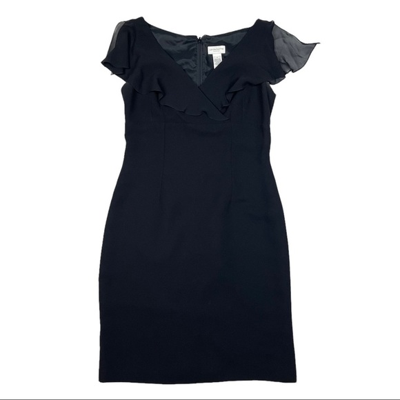 Liz‎ Claiborne Dress  Size 6 Sleeveless Shift V Neck Flutter Sleeve Cocktail - Picture 1 of 6